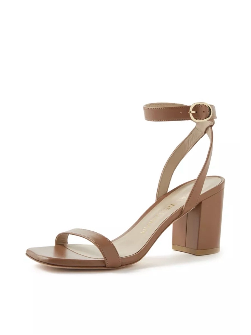 Stuart Weitzman Women’s Tan Ankle-Strap Block Heel Sandals